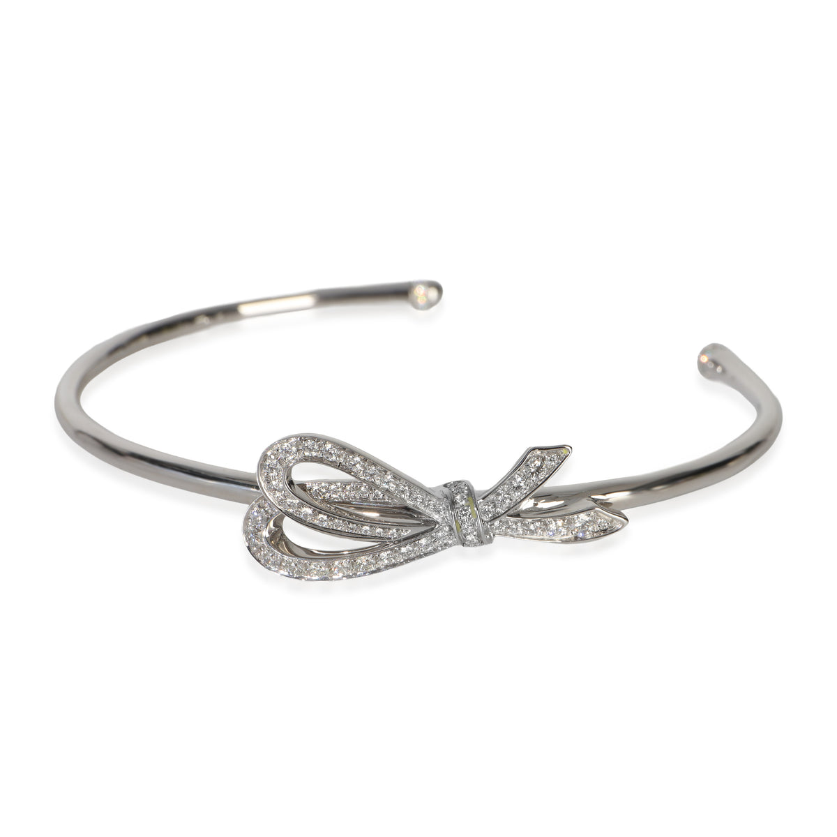 Tiffany & Co. White Gold Diamond Bow Cuff Bracelet fv