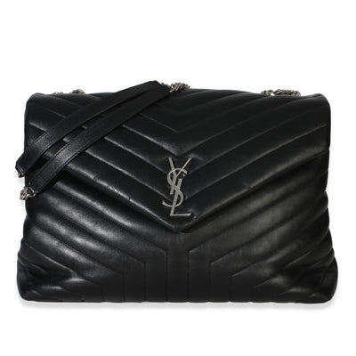 Saint Laurent Black Matelassé Calfskin Large Loulou Bag Handbag id
