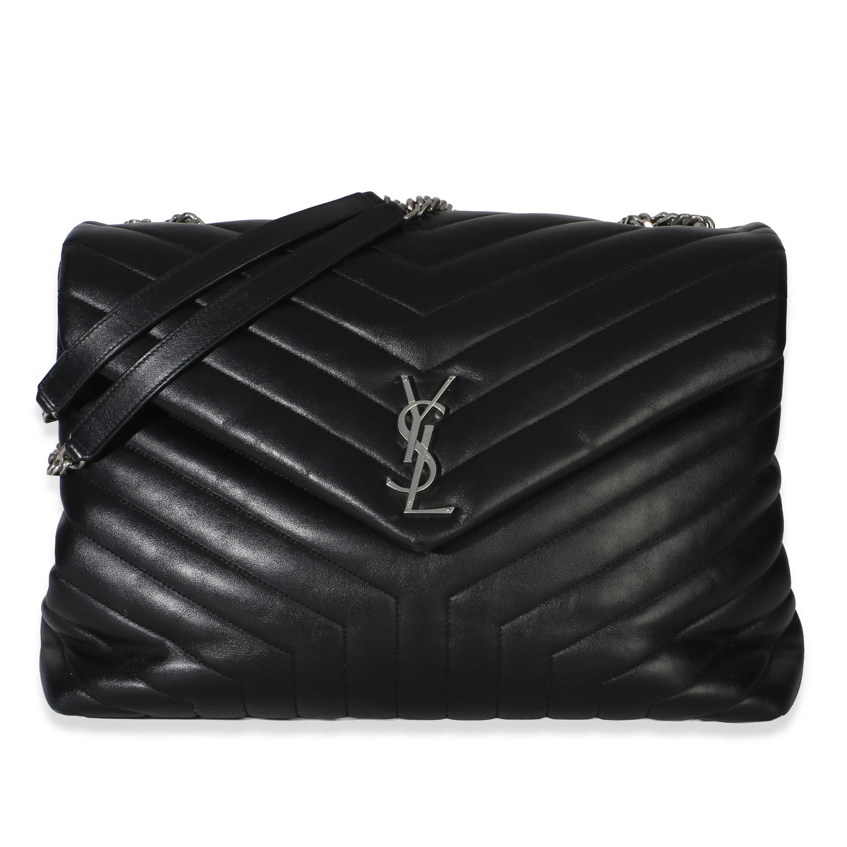 Saint Laurent Black Matelassé Calfskin Large Loulou Bag Handbag id