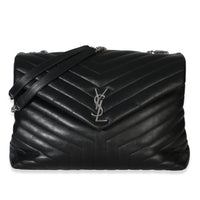 Saint Laurent Black Matelassé Calfskin Large Loulou Bag Handbag id