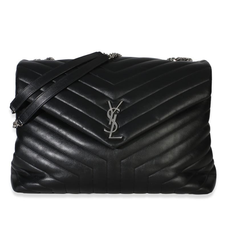 Saint Laurent Black Matelassé Calfskin Large Loulou Bag Handbag id
