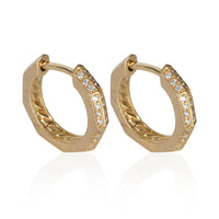 David Yurman Yellow Gold Diamond Stax Faceted Huggie Earrings 2