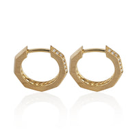 David Yurman Yellow Gold Diamond Stax Faceted Huggie Earrings 3