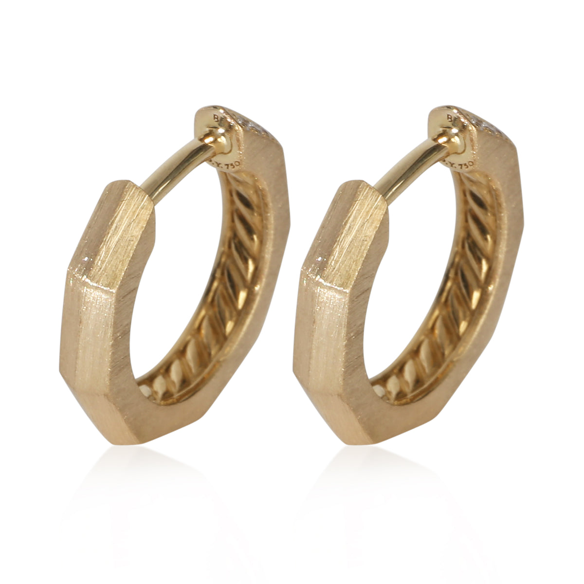 David Yurman Yellow Gold Diamond Stax Faceted Huggie Earrings 4
