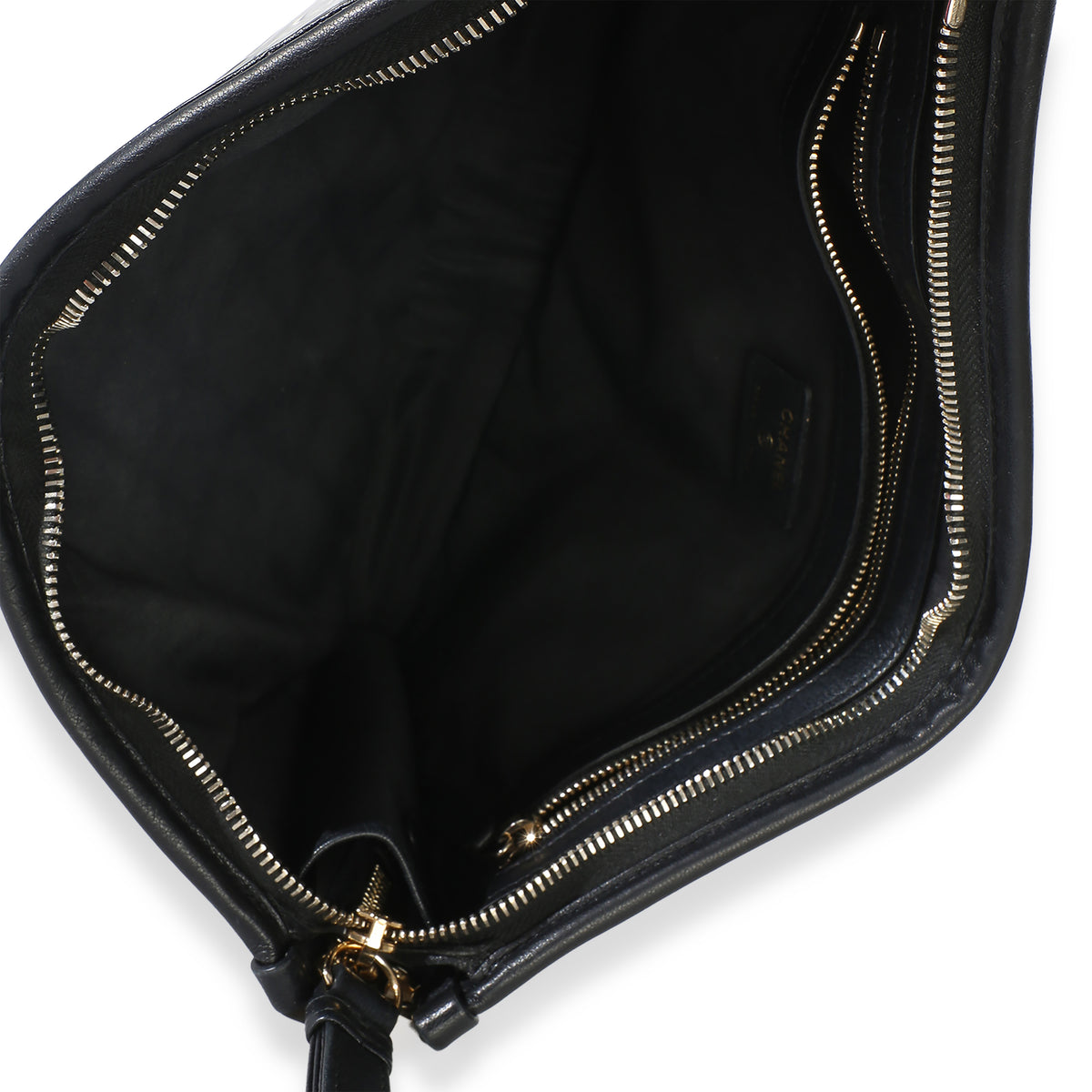 Chanel Black Tweed PVC Lambskin Logo Large Pouch Handbag 8