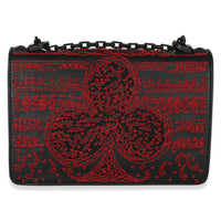Christian Dior Black Red Embroidered Heart Clover Beaded J'Adior Chain Flap Bag Handbag 4
