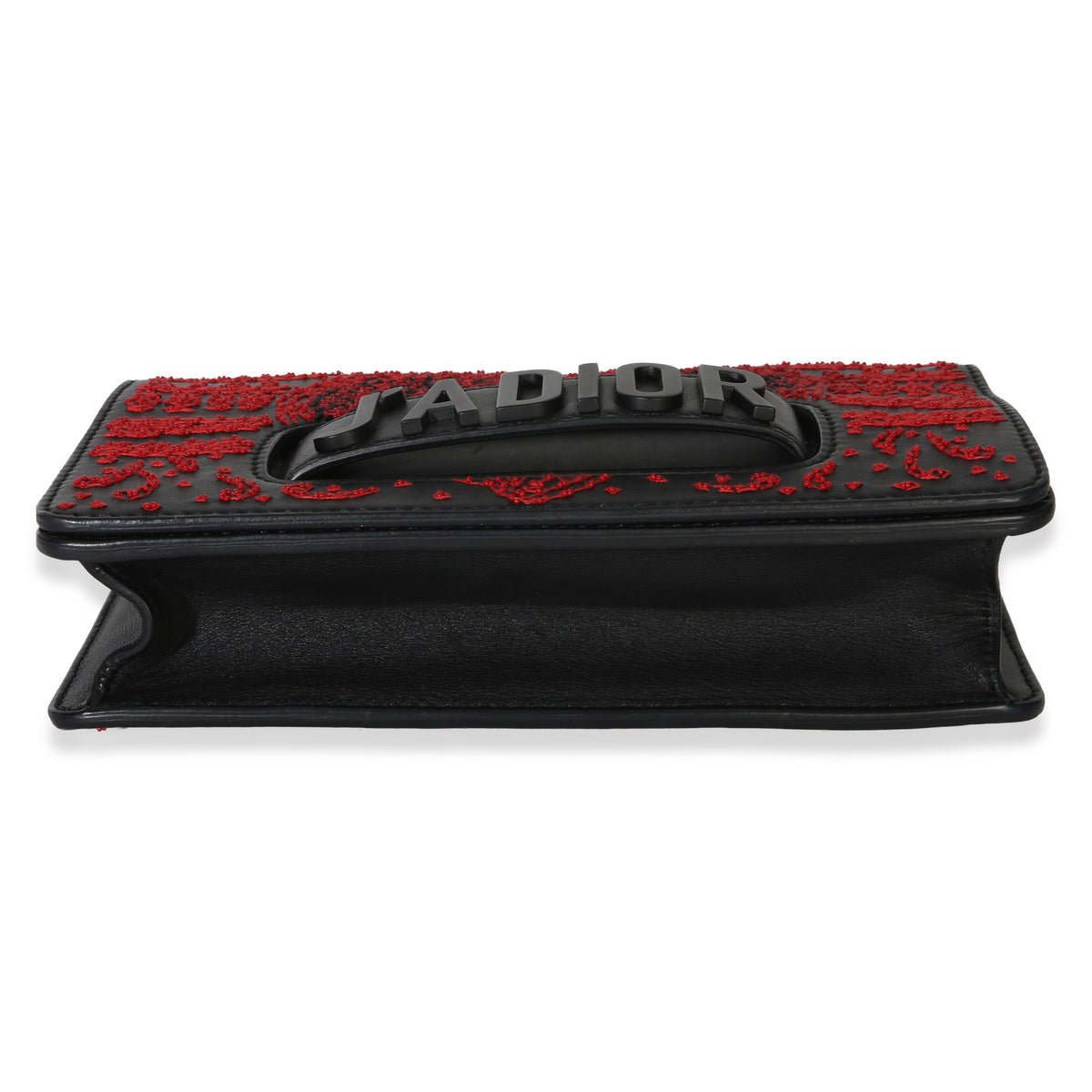 Christian Dior Black Red Embroidered Heart Clover Beaded J'Adior Chain Flap Bag Handbag 5
