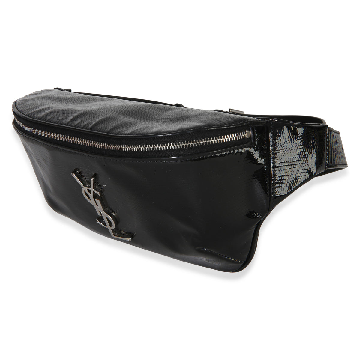 Saint Laurent Black Calfskin Lizard Embossed Monogram Belt Bag Handbag 2