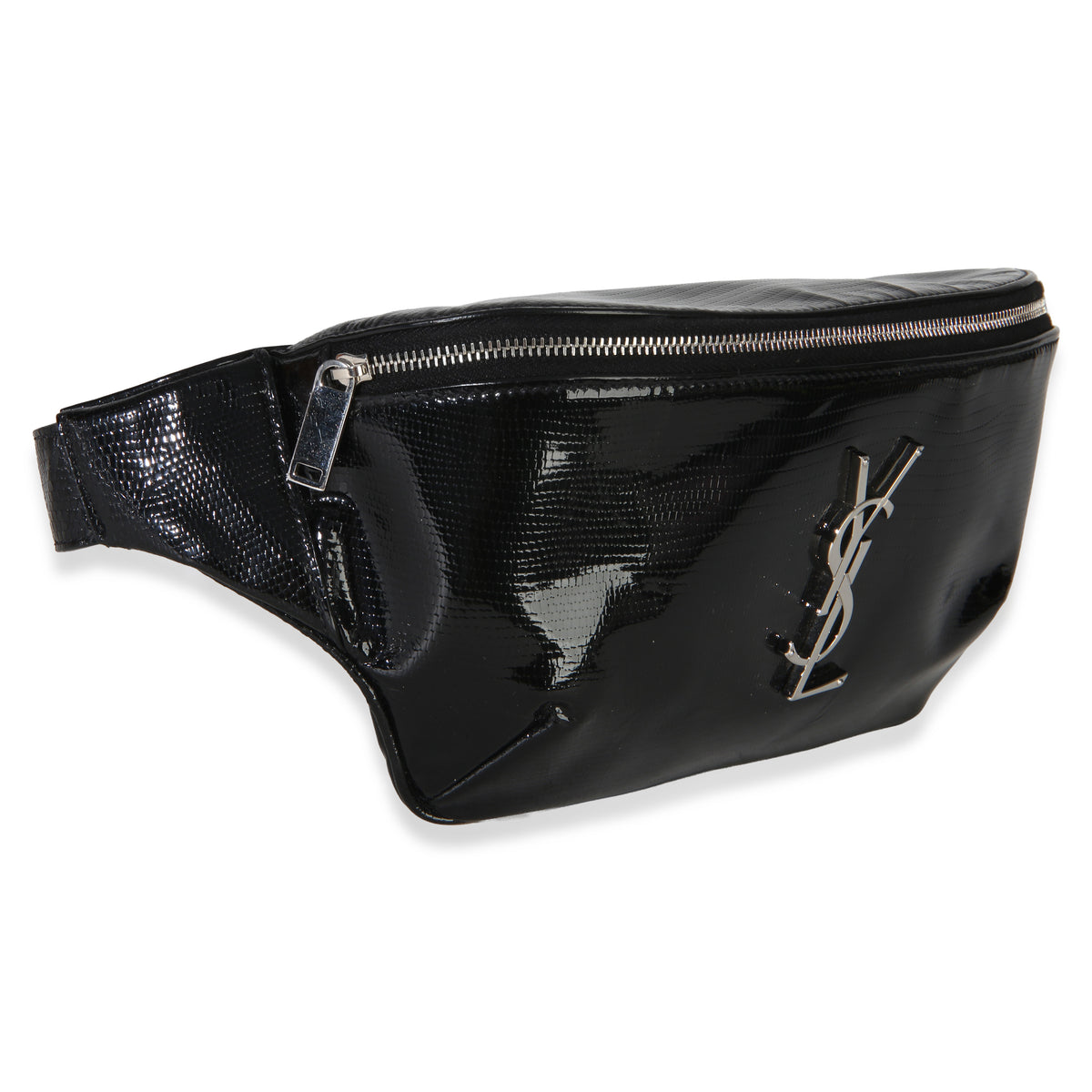 Saint Laurent Black Calfskin Lizard Embossed Monogram Belt Bag Handbag 3