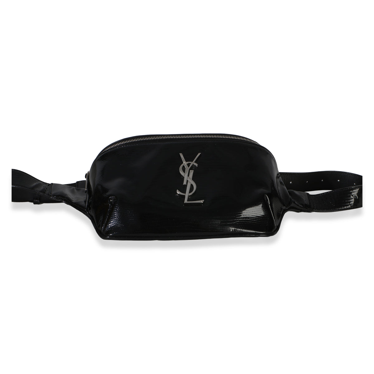 Saint Laurent Black Calfskin Lizard Embossed Monogram Belt Bag Handbag 5