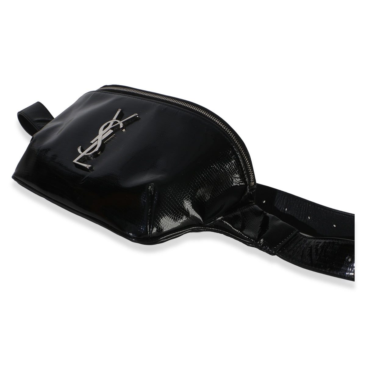 Saint Laurent Black Calfskin Lizard Embossed Monogram Belt Bag Handbag 6