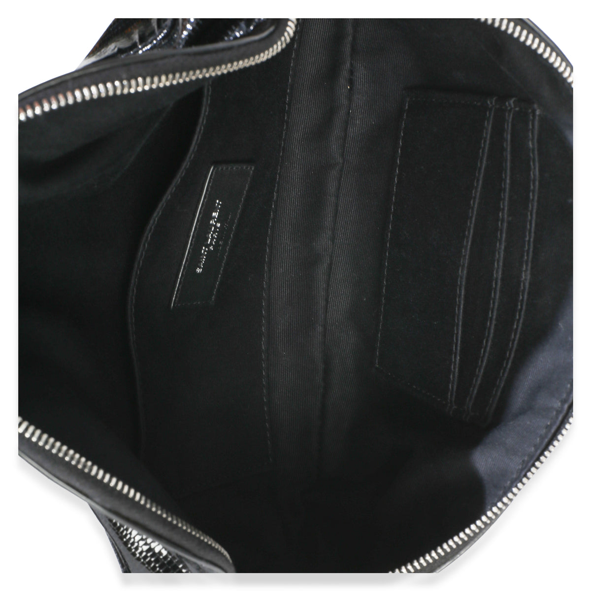 Saint Laurent Black Calfskin Lizard Embossed Monogram Belt Bag Handbag 8