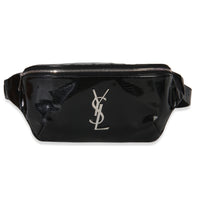 Saint Laurent Black Calfskin Lizard Embossed Monogram Belt Bag Handbag fv