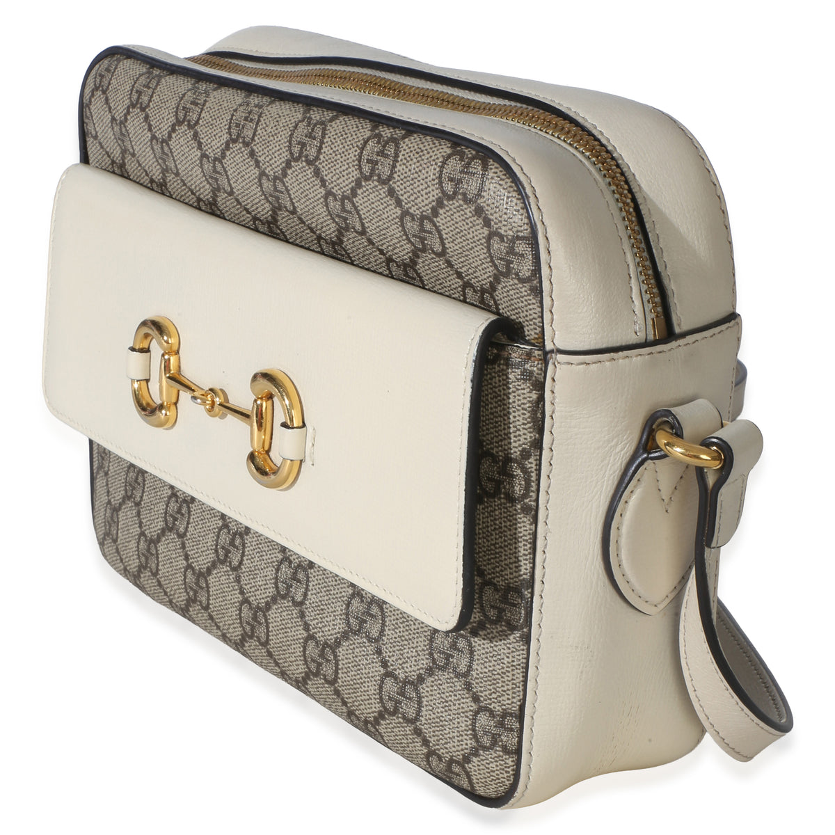 Gucci White GG Supreme Canvas Small 1955 Horsebit Shoulder Bag Handbag 2