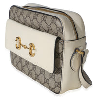 Gucci White GG Supreme Canvas Small 1955 Horsebit Shoulder Bag Handbag 2