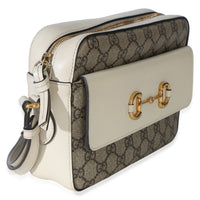Gucci White GG Supreme Canvas Small 1955 Horsebit Shoulder Bag Handbag 3
