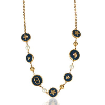Christian Dior Gold Plated  D Luck Necklace fv