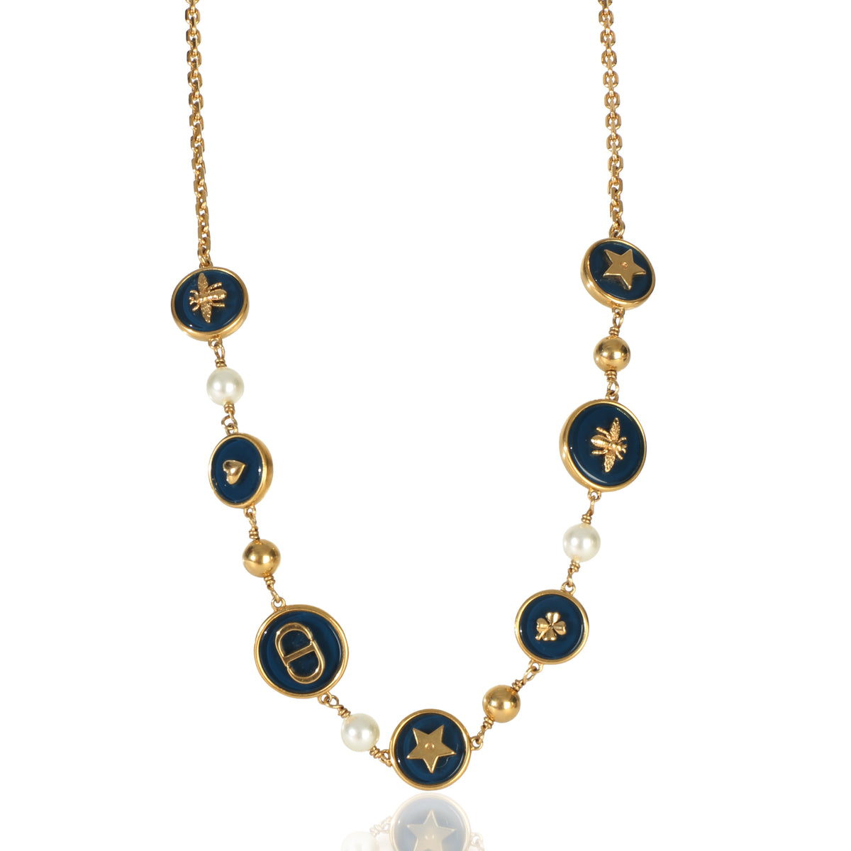 Christian Dior Gold Plated  D Luck Necklace fv