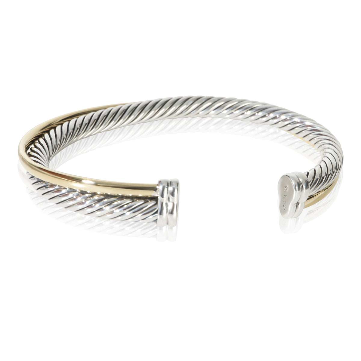 David Yurman Yellow Gold & Sterling Silver  5mm Crossover Bracelet 3