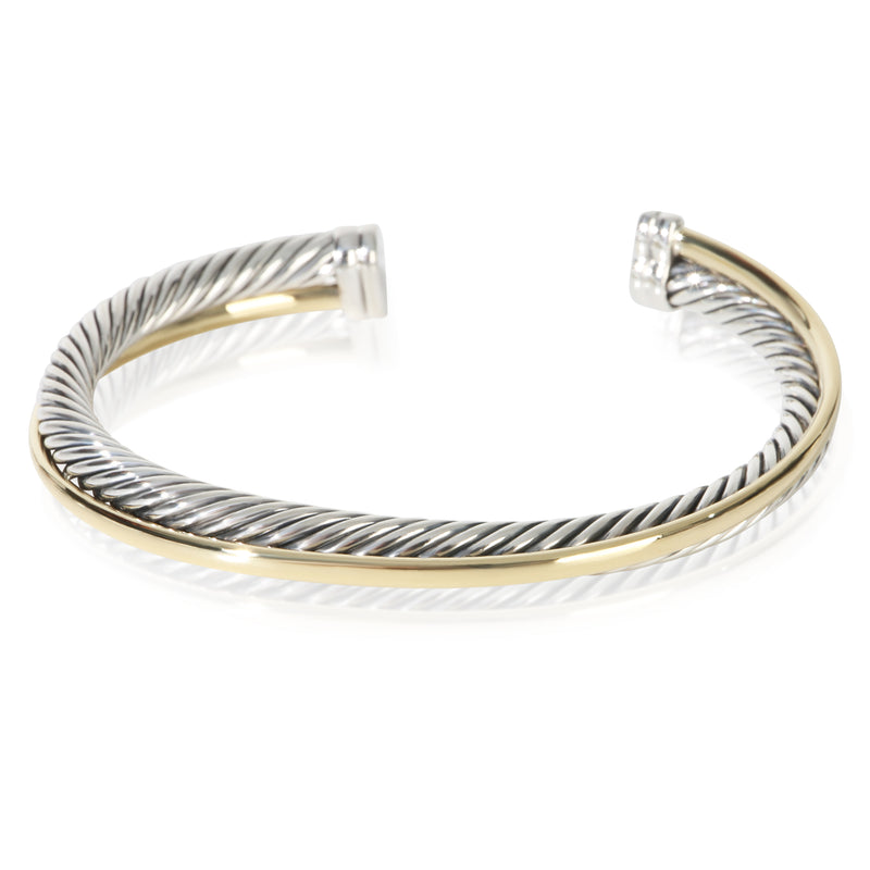 David Yurman Yellow Gold & Sterling Silver  5mm Crossover Bracelet fv