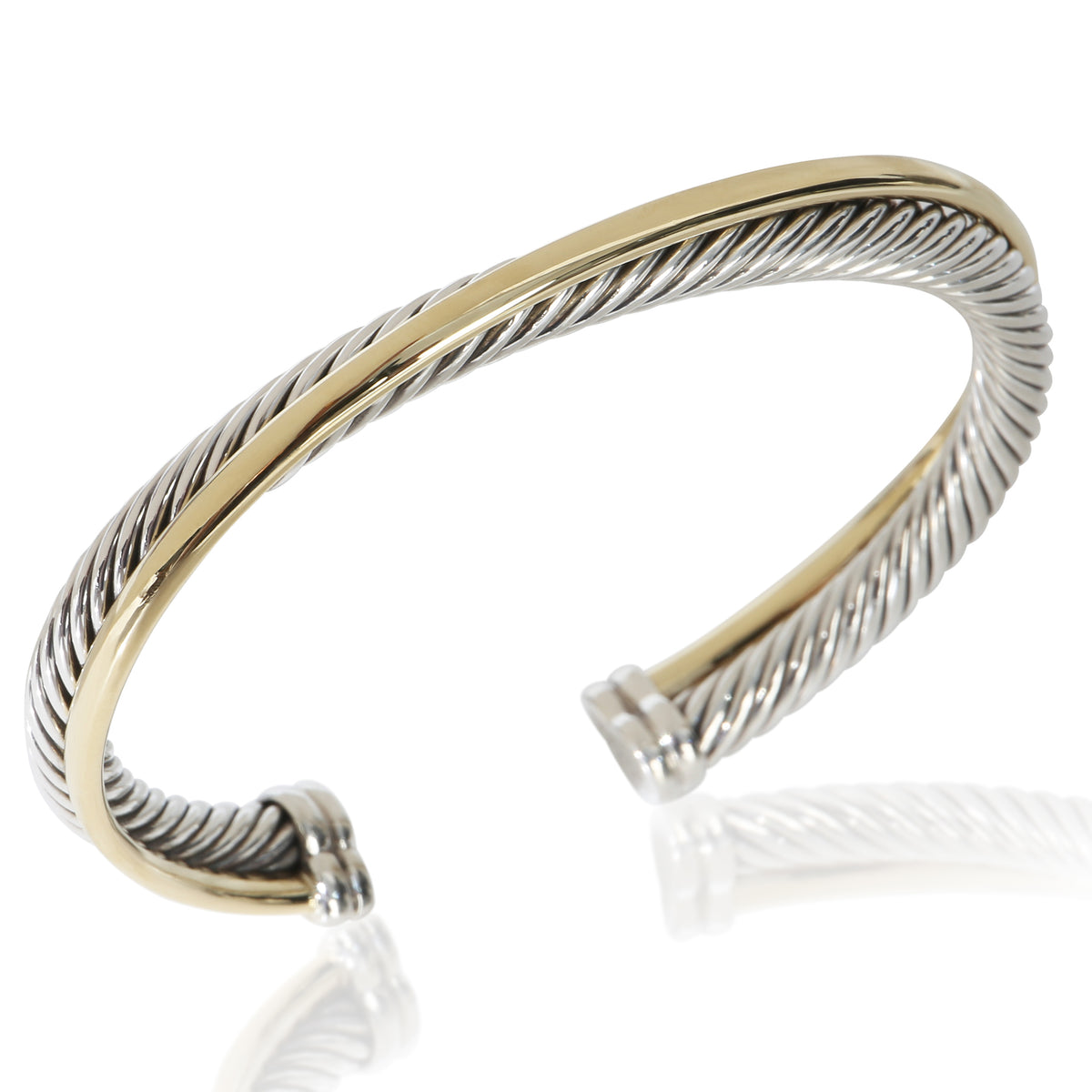 David Yurman Yellow Gold & Sterling Silver  5mm Crossover Bracelet 4