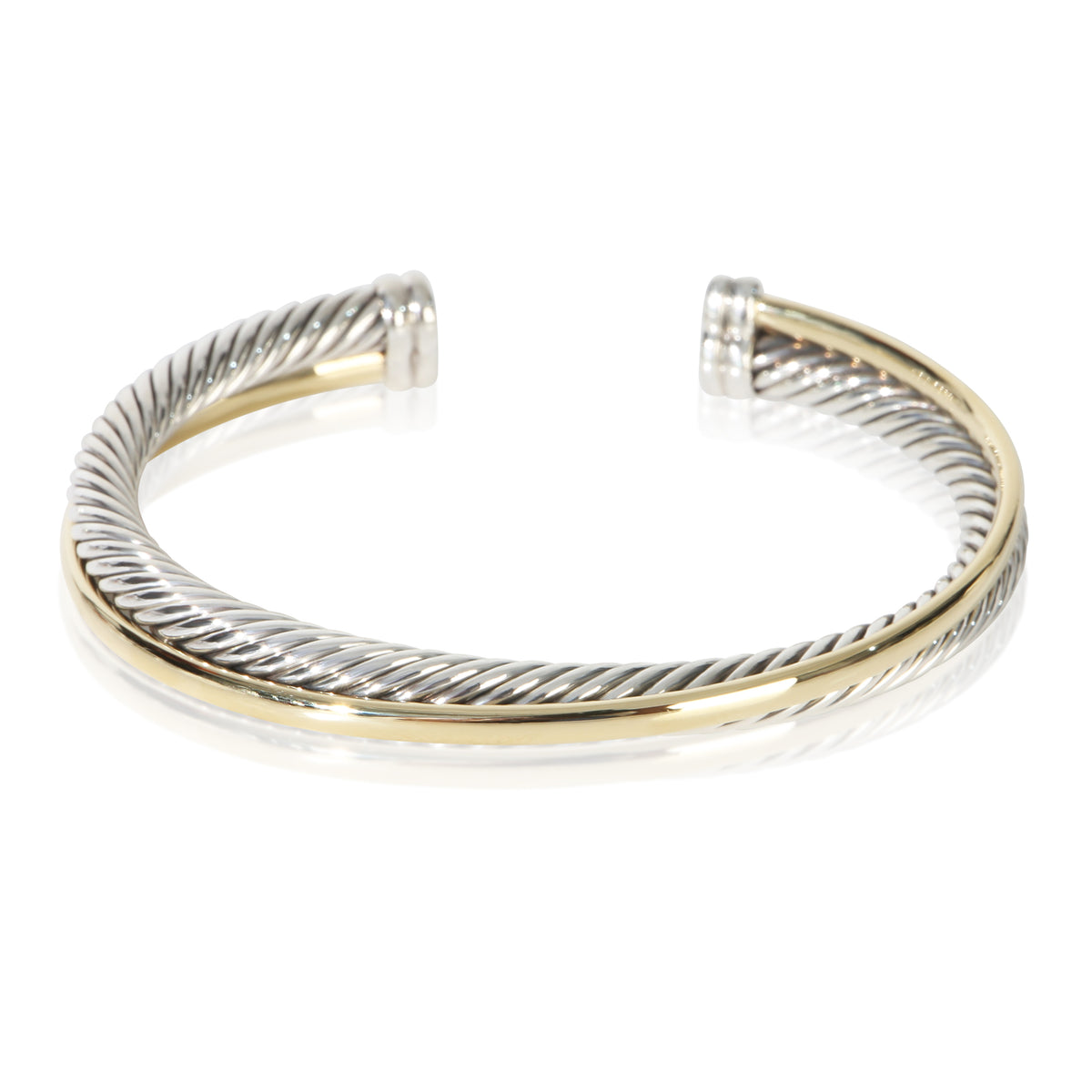 David Yurman Yellow Gold & Sterling Silver  5mm Crossover Bracelet fv