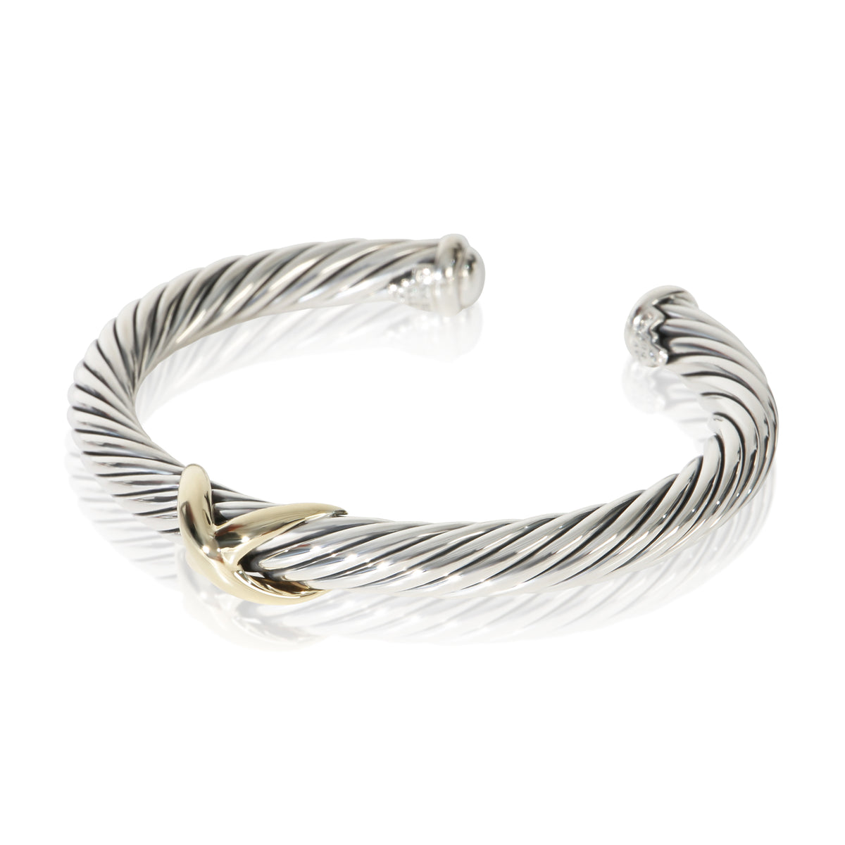 David Yurman Yellow Gold & Sterling Silver  Cable X Station Bracelet 2