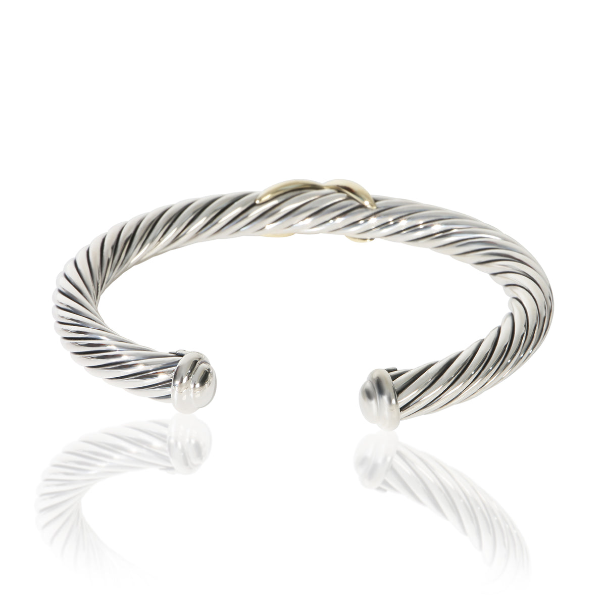 David Yurman Yellow Gold & Sterling Silver  Cable X Station Bracelet 3