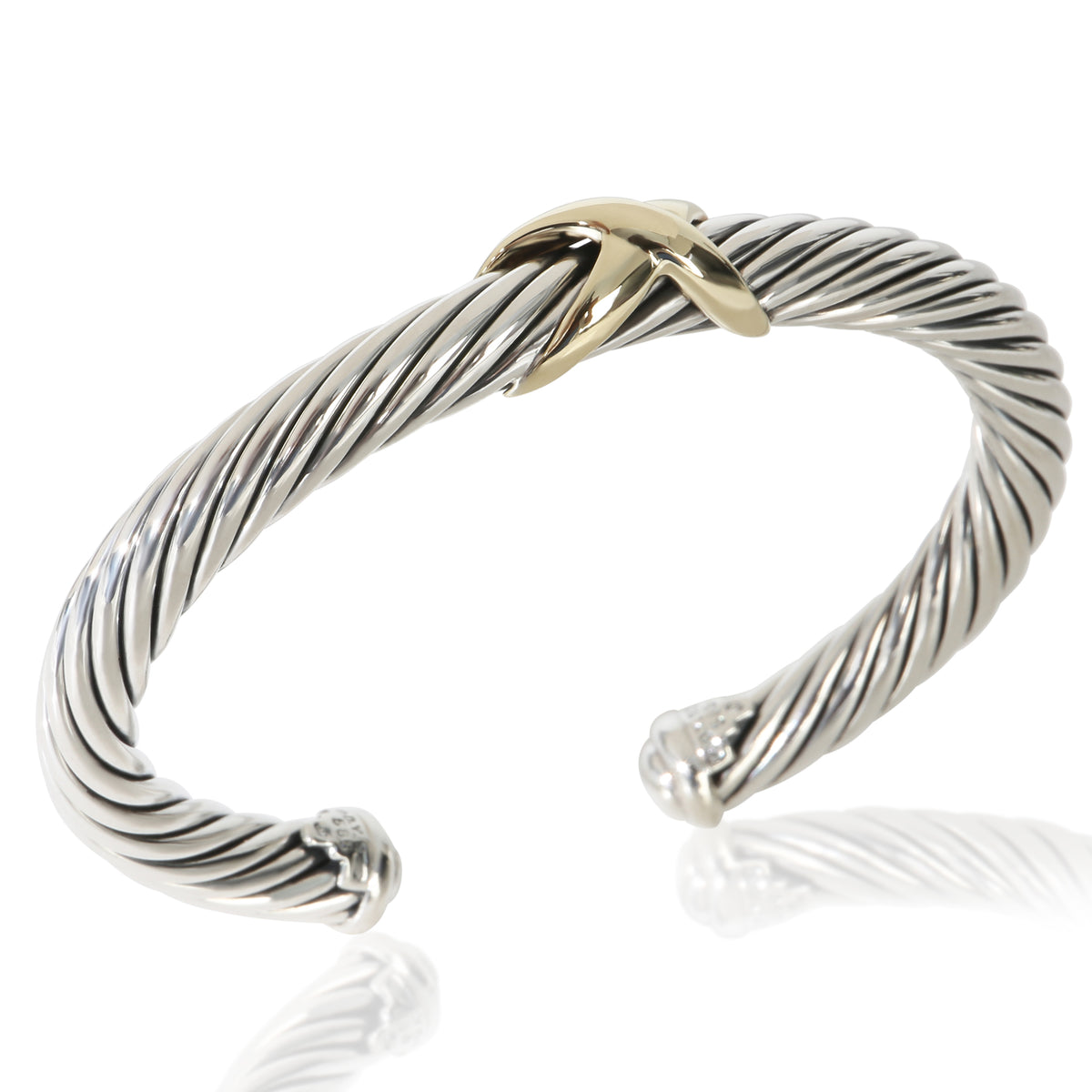 David Yurman Yellow Gold & Sterling Silver  Cable X Station Bracelet 4