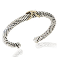 David Yurman Yellow Gold & Sterling Silver  Cable X Station Bracelet 4