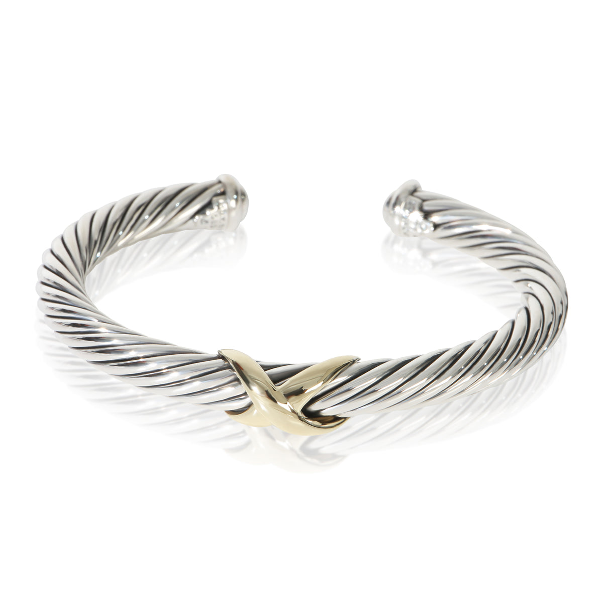 David Yurman Yellow Gold & Sterling Silver  Cable X Station Bracelet fv