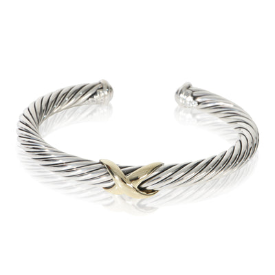 David Yurman Yellow Gold & Sterling Silver  Cable X Station Bracelet fv