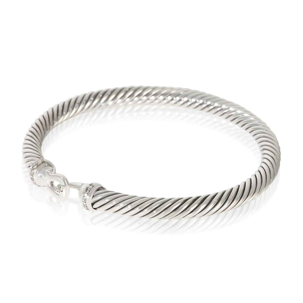 David Yurman Sterling Silver Diamond Cable Buckle Bracelet 2