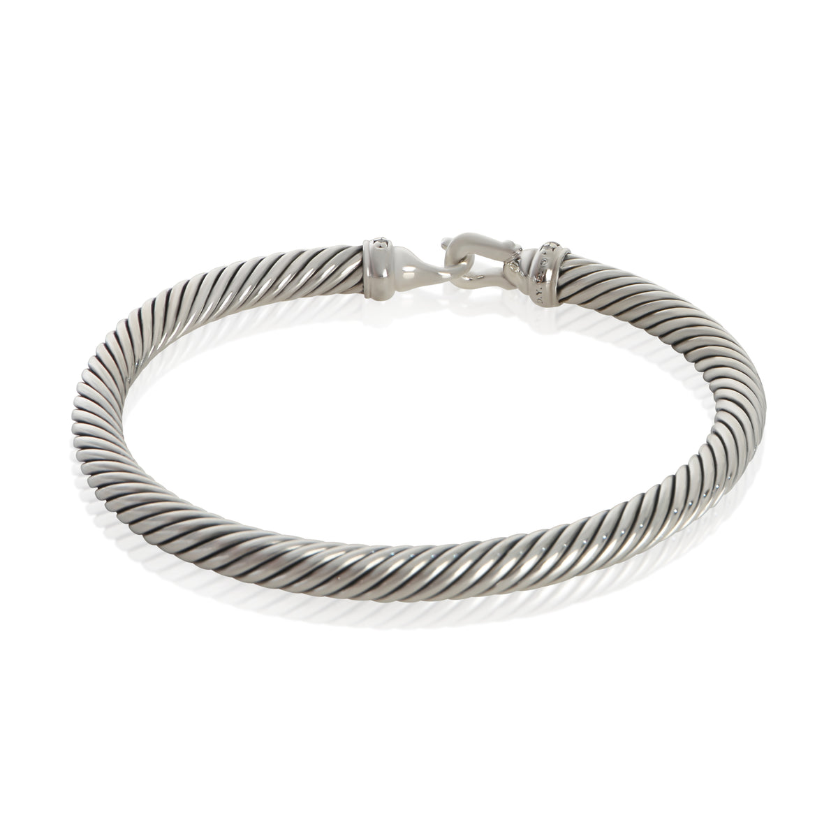 David Yurman Sterling Silver Diamond Cable Buckle Bracelet 3