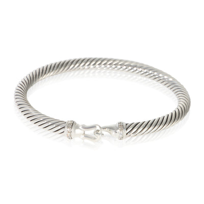 David Yurman Sterling Silver Diamond Cable Buckle Bracelet fv
