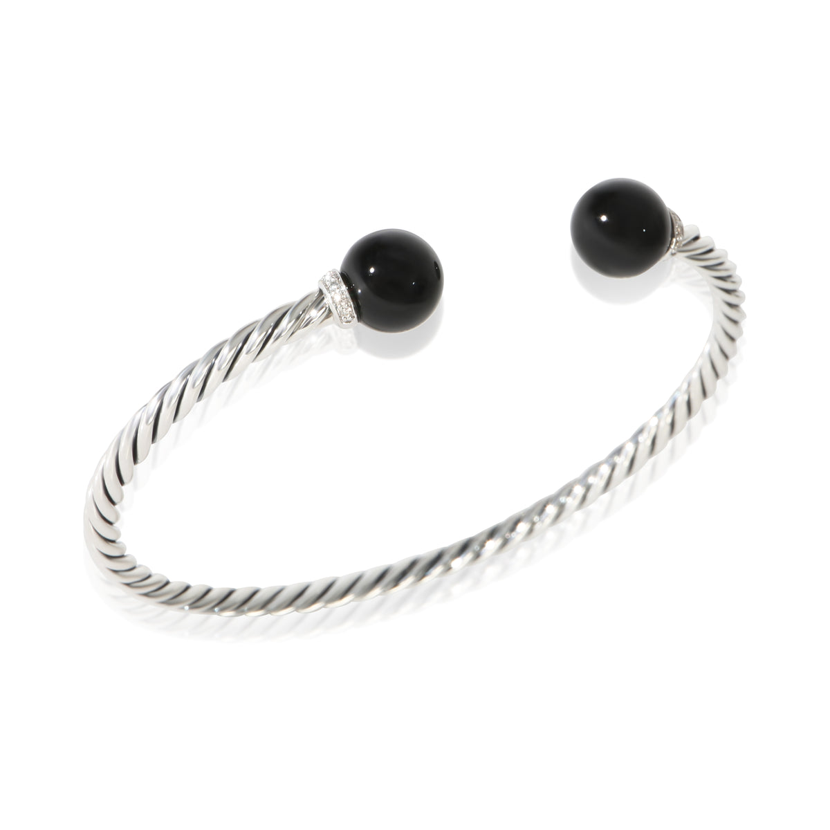 David Yurman Sterling Silver Onyx and Diamond Solari Bracelet 4