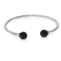 David Yurman Sterling Silver Onyx and Diamond Solari Bracelet fv
