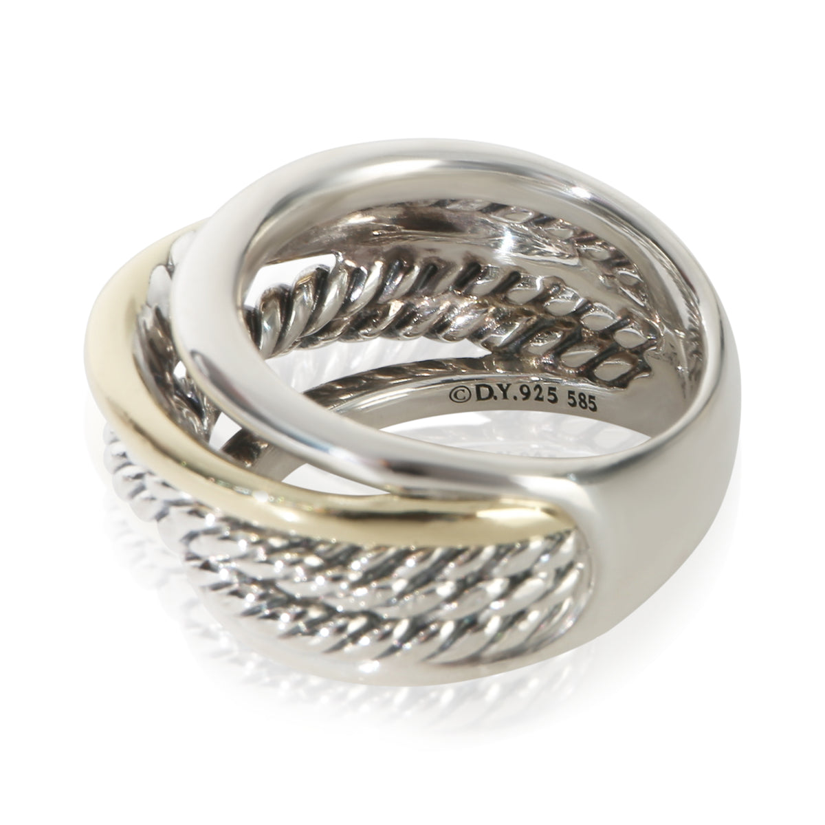 David Yurman Yellow Gold & Sterling Silver  Crossover Ring 3