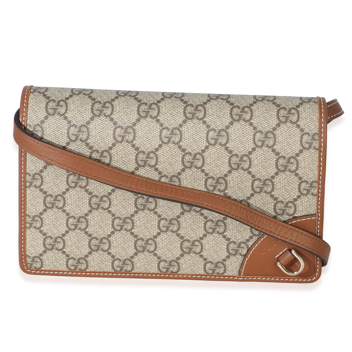 Gucci GG Supreme Monogram Textured Calfskin Emblem Super Mini Shoulder Bag Handbag fv