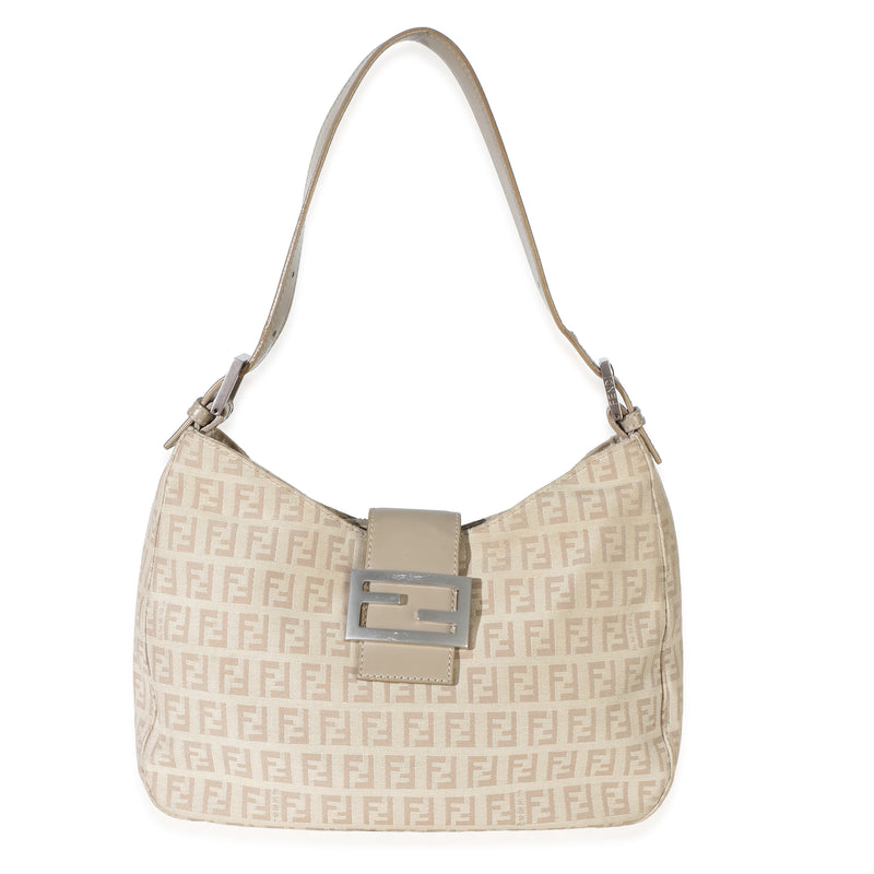 Fendi Vintage Beige Zucchino Canvas Vitello Hobo Handbag id
