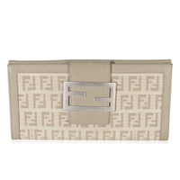 Fendi Vintage Beige Zucchino Canvas Long Bi Fold Wallet Wallet id