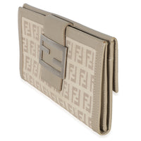 Fendi Vintage Beige Zucchino Canvas Long Bi Fold Wallet Wallet 2