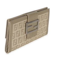 Fendi Vintage Beige Zucchino Canvas Long Bi Fold Wallet Wallet 3