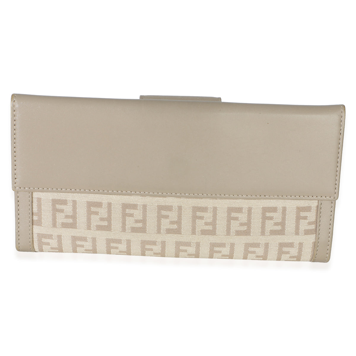 Fendi Vintage Beige Zucchino Canvas Long Bi Fold Wallet Wallet 4