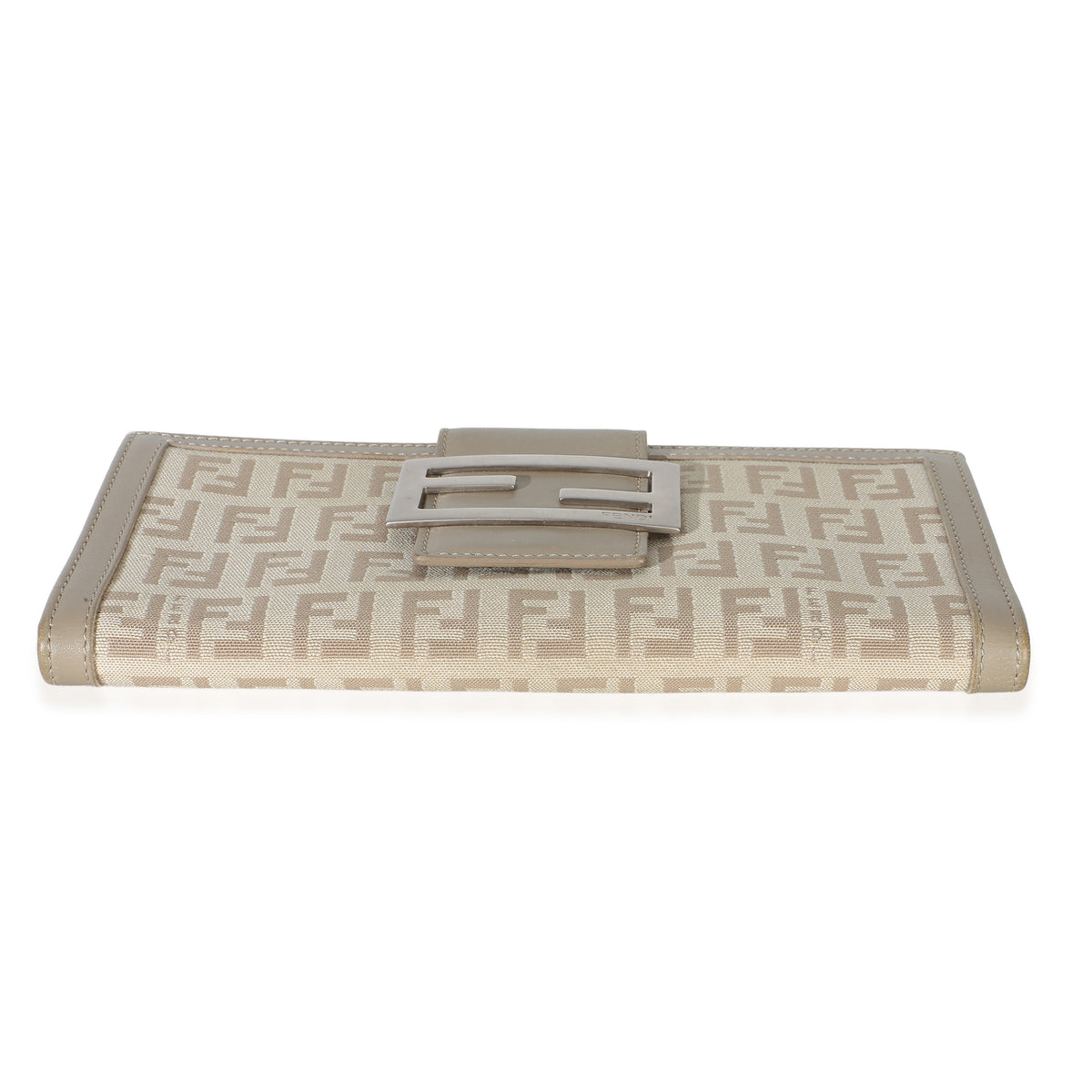 Fendi Vintage Beige Zucchino Canvas Long Bi Fold Wallet Wallet 5