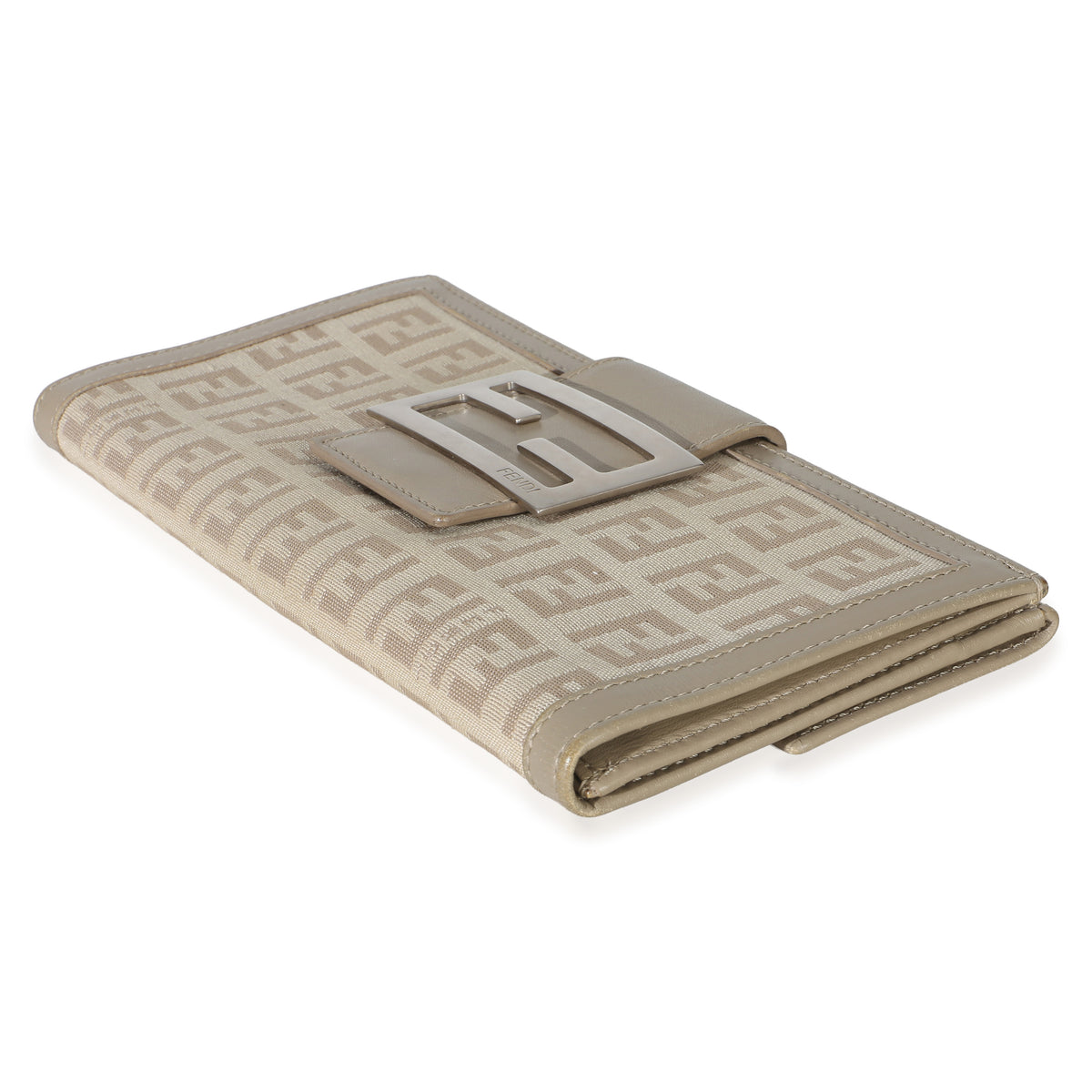 Fendi Vintage Beige Zucchino Canvas Long Bi Fold Wallet Wallet 6