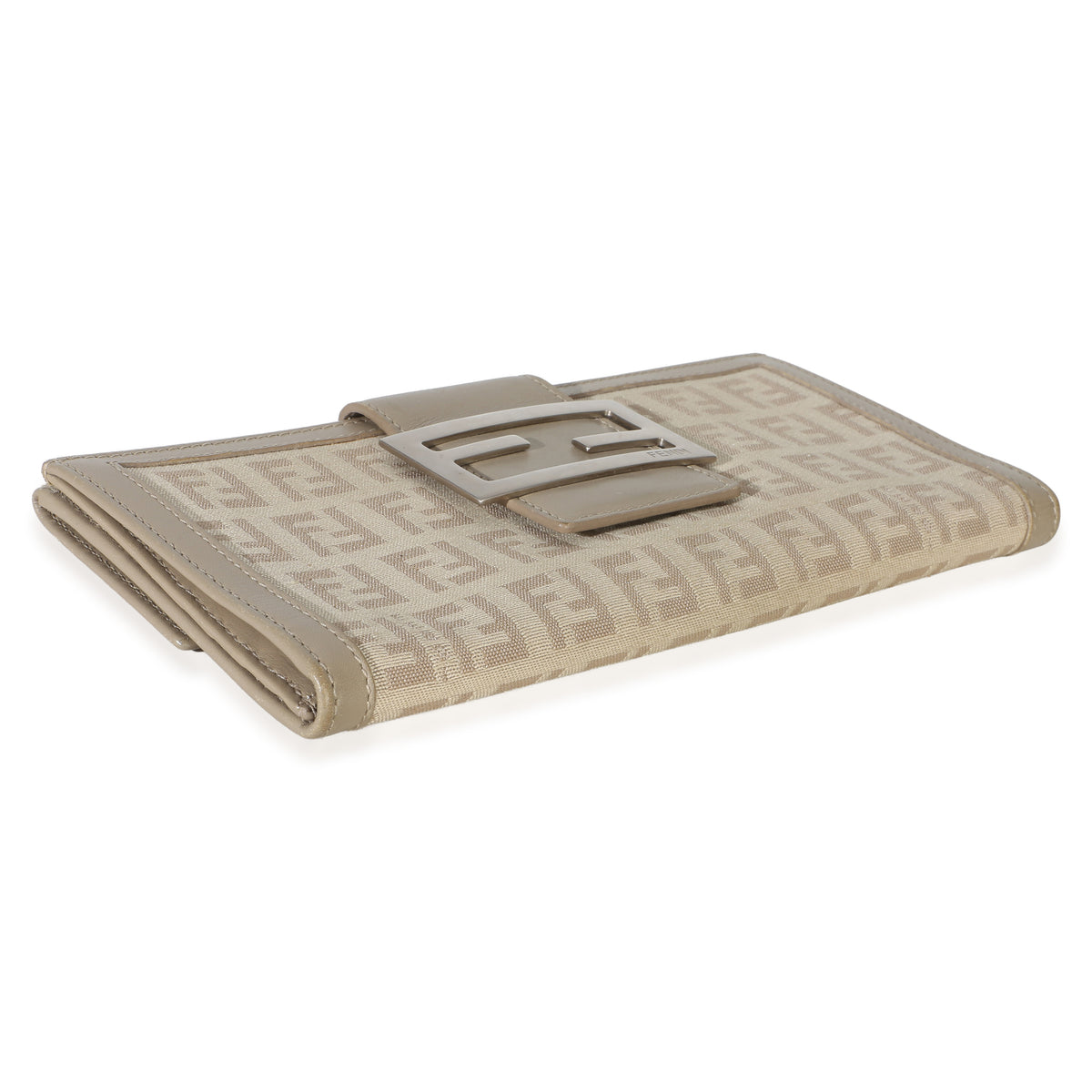 Fendi Vintage Beige Zucchino Canvas Long Bi Fold Wallet Wallet 7