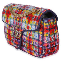 Gucci Purple Multicolor Tweed Small Marmont Shoulder Bag Handbag 2
