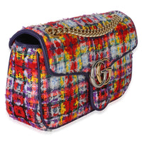 Gucci Purple Multicolor Tweed Small Marmont Shoulder Bag Handbag 3
