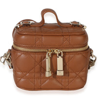 Christian Dior Brown Lambskin Cannage Micro Lady Dior Vanity Case Handbag id